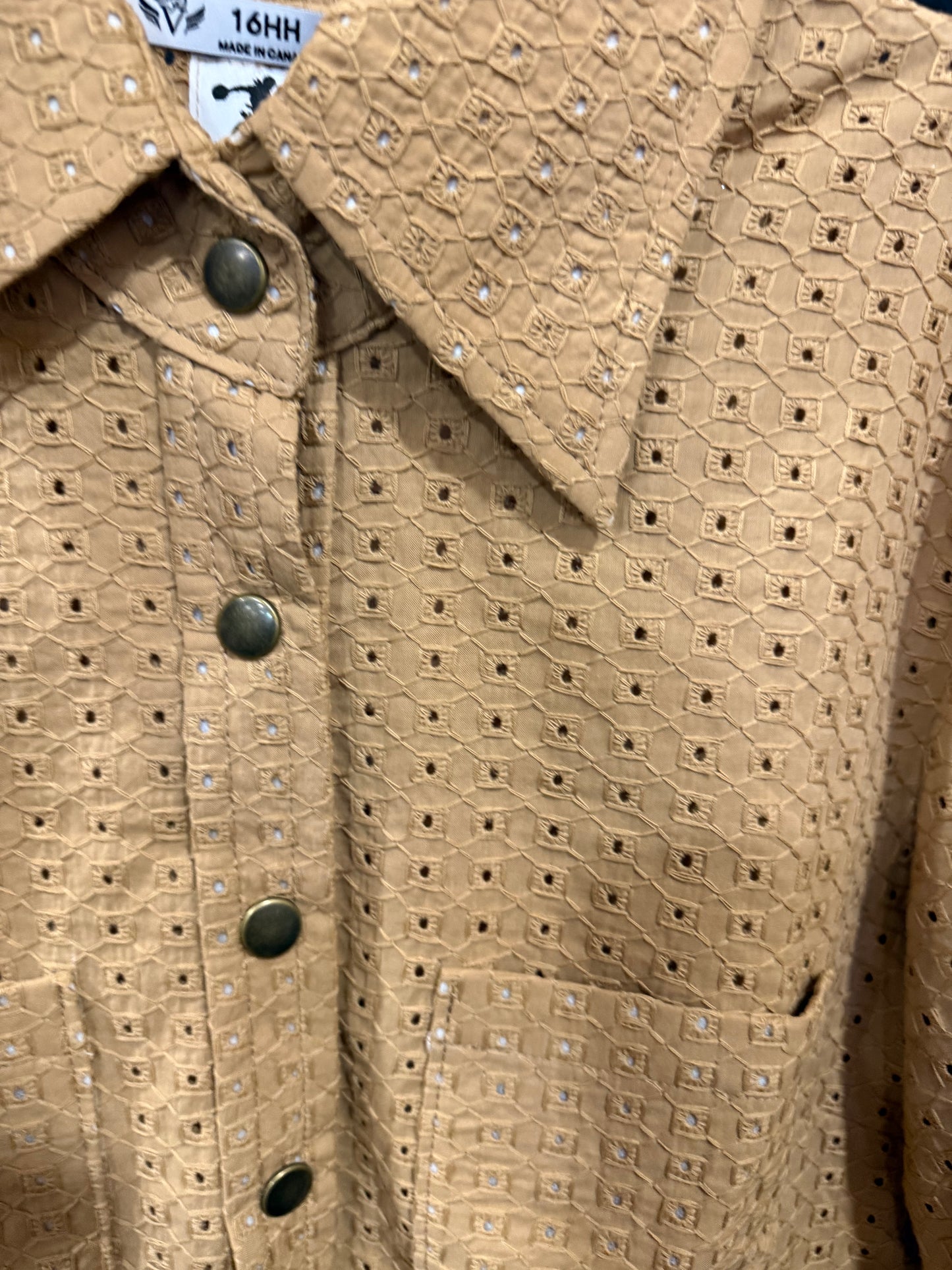 Latte Eyelet Short Sleeve Shirt
